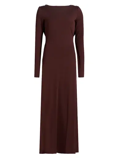 Mariandree Gaitan Women's Naomi Boatneck Maxi Dress - Brown - Size Large | Thumbnail 1 Mariandree Gaitan Women's Naomi Boatneck Maxi Dress - Brown - Size Large | Thumbnail 1