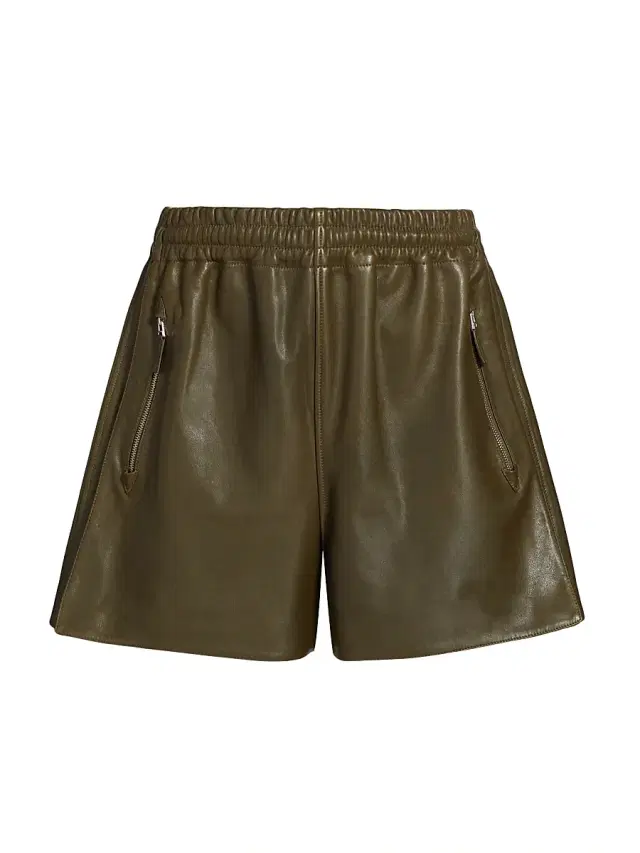 Co Women's Leather mbat Shorts - Olive