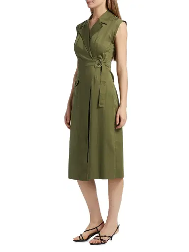 Toccin Women's Silvia Stretch-Cotton Wrap Midi-Dress - Olive | Thumbnail 4 Toccin Women's Silvia Stretch-Cotton Wrap Midi-Dress - Olive | Thumbnail 4