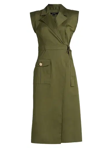 Toccin Women's Silvia Stretch-Cotton Wrap Midi-Dress - Olive | Thumbnail 1 Toccin Women's Silvia Stretch-Cotton Wrap Midi-Dress - Olive | Thumbnail 1