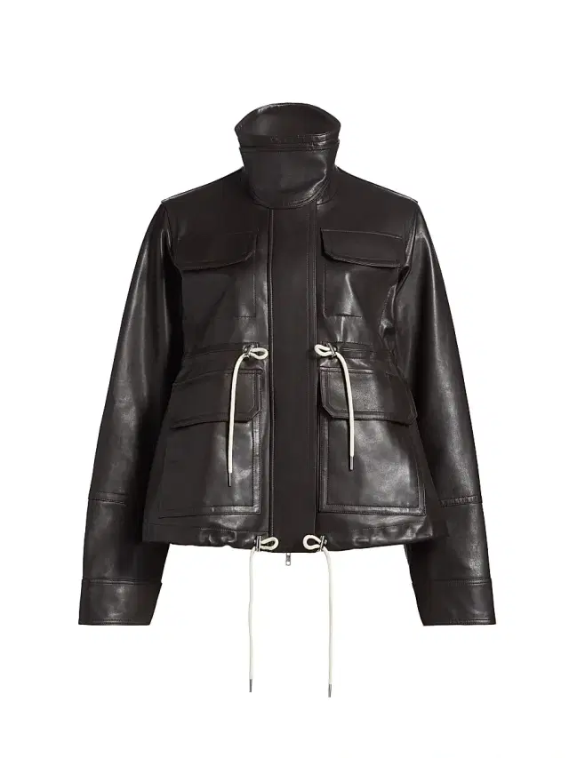 Women's Leather Military Jacket - Chocolate