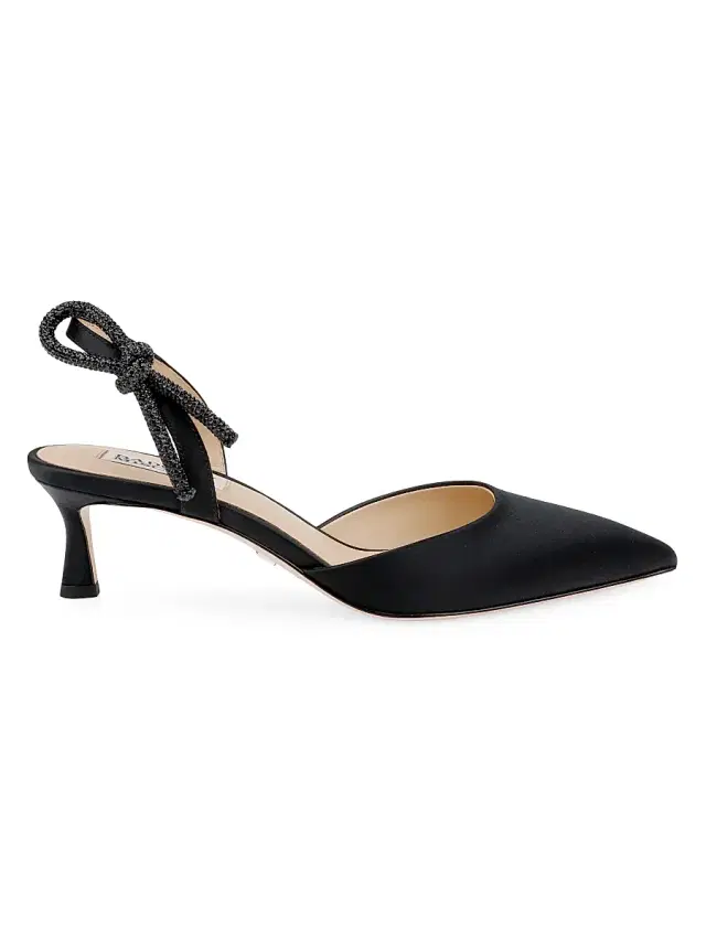 Women's Gentry 50MM Bow Satin Slingback Pumps - Black Satin