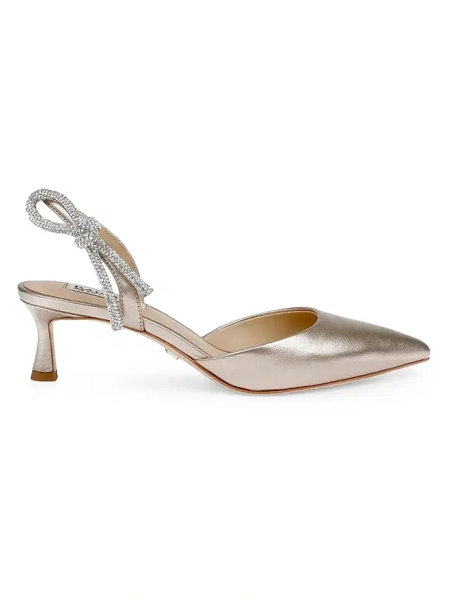 Badgley Mischka Women's Gentry 50MM Metallic Leather Slingback Pumps - Champagne Leather