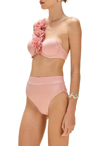 PatBO Women's Lagoa Flower Appliqué Bikini Top - Pink | Thumbnail 2
