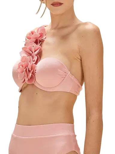 PatBO Women's Lagoa Flower Appliqué Bikini Top - Pink | Thumbnail 4