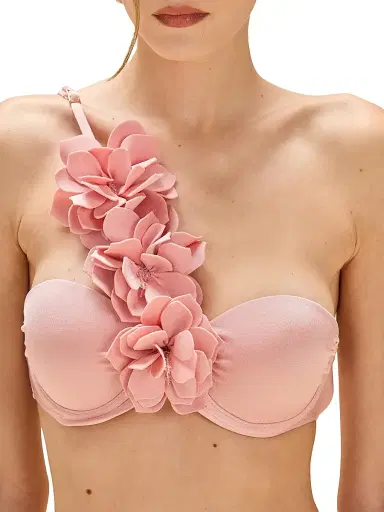 PatBO Women's Lagoa Flower Appliqué Bikini Top - Pink | Thumbnail 5