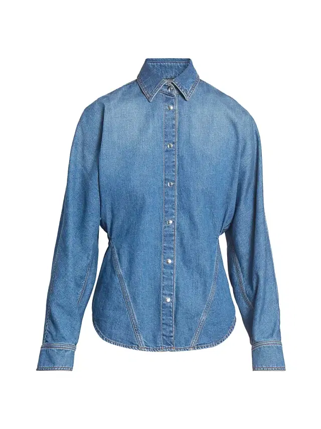 Women's Curved Denim Shirt - Bleu Mineral