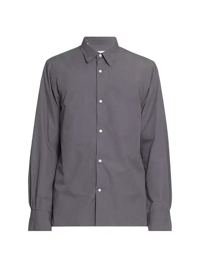 Men's Soft Collar Cotton Button-Front Shirt - Faded Black