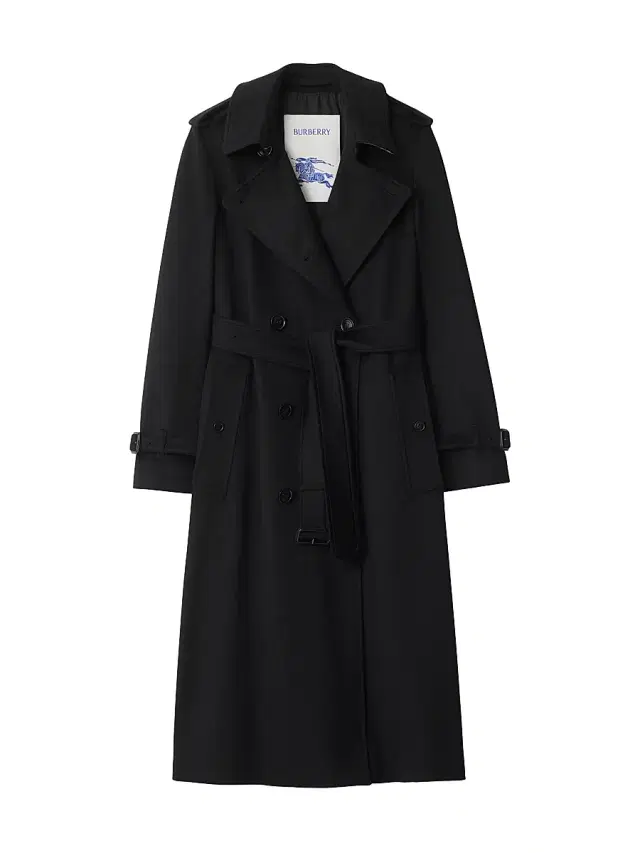 Burberry Women's Kensington Cashmere Long Trench Coat - Black