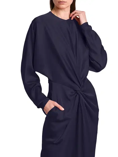 Stella McCartney Women's Satin Twist-Front Long-Sleeve Midi-Dress | Thumbnail 7