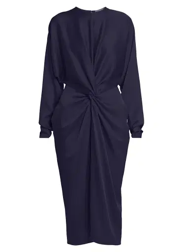 Stella McCartney Women's Satin Twist-Front Long-Sleeve Midi-Dress | Thumbnail 1