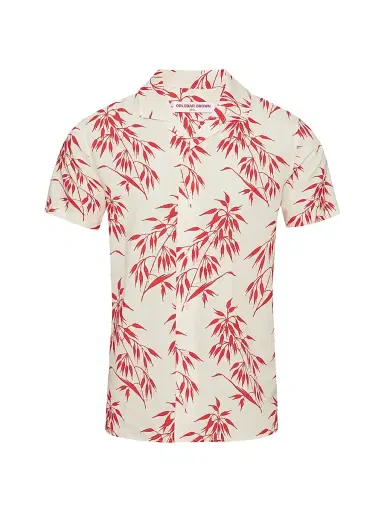 Orlebar Brown Men's Hibbert Tailored Camp Shirt - Whitesummerred - Size Small | Thumbnail 1 Orlebar Brown Men's Hibbert Tailored Camp Shirt - Whitesummerred - Size Small | Thumbnail 1