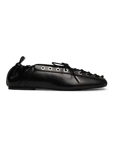 Ganni Women's Lace-Up Ballerina Flats - Black - Size 9 | Thumbnail 1