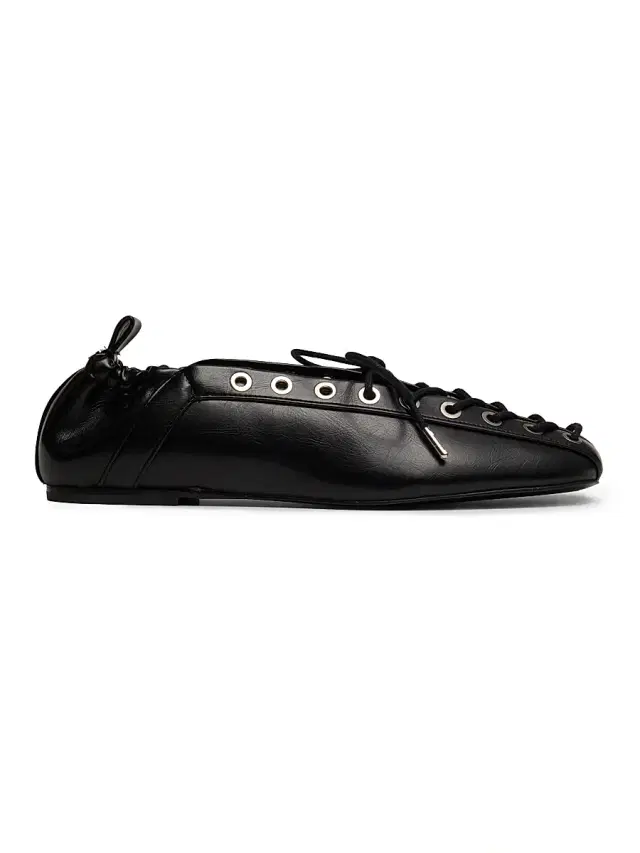 Ganni Women's Lace-Up Ballerina Flats - Black