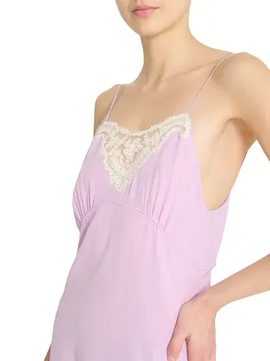 Chloé Women's Silk Lace-Accented Midi-Dress - Creamy Lilac | Thumbnail 6 Chloé Women's Silk Lace-Accented Midi-Dress - Creamy Lilac | Thumbnail 6