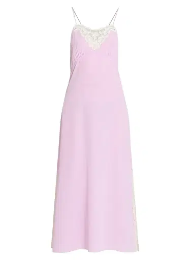 Chloé Women's Silk Lace-Accented Midi-Dress - Creamy Lilac | Thumbnail 1 Chloé Women's Silk Lace-Accented Midi-Dress - Creamy Lilac | Thumbnail 1