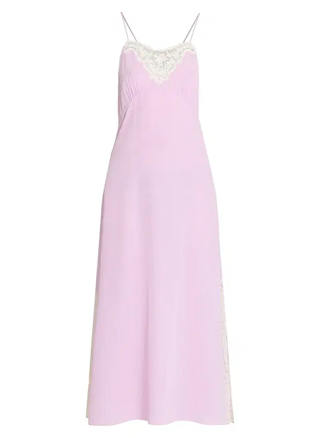 Chloé Women's Silk Lace-Accented Midi-Dress - Creamy Lilac