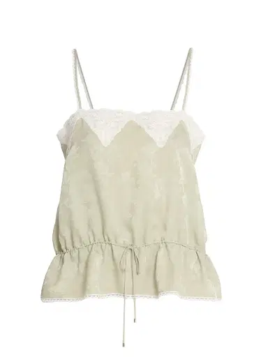 Chloé Women's Lace-Trimmed Silk Drawstring Tank - Clear Green | Thumbnail 1 Chloé Women's Lace-Trimmed Silk Drawstring Tank - Clear Green | Thumbnail 1