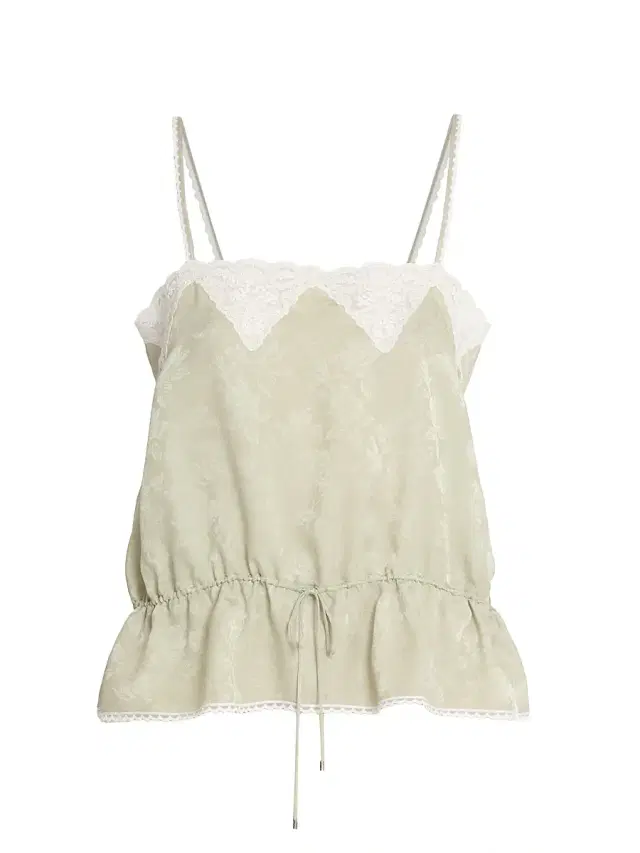 Women's Lace-Trimmed Silk Drawstring Tank - Clear Green