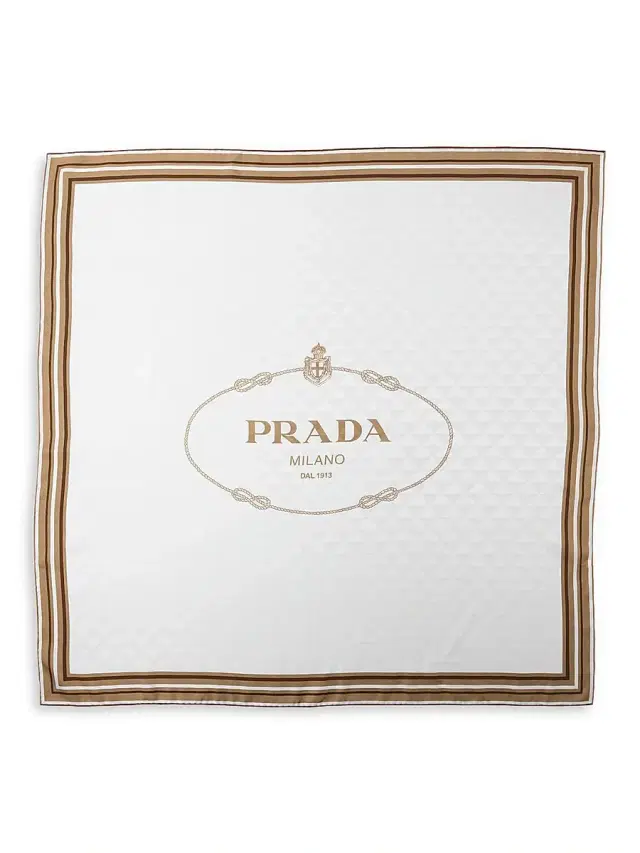 Prada Women's Printed Silk Twill Jacquard 90CM Square Scarf - Beige