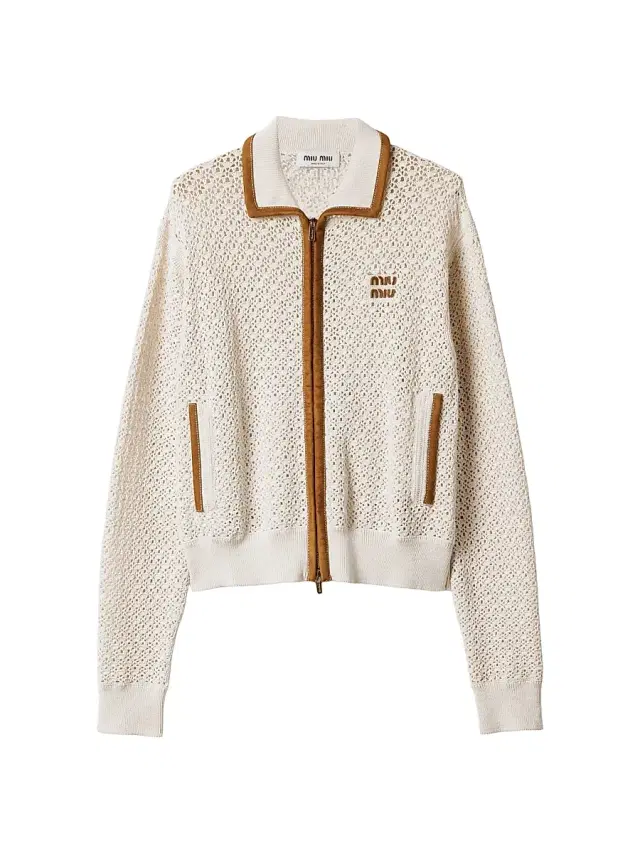 Women's Cotton and Suede Cardigan - Beige Khaki