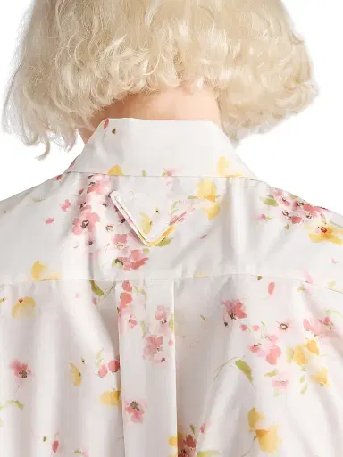 Prada Women's Short-Sleeved Floral Print Poplin Shirt - Pink | Thumbnail 5 Prada Women's Short-Sleeved Floral Print Poplin Shirt - Pink | Thumbnail 5