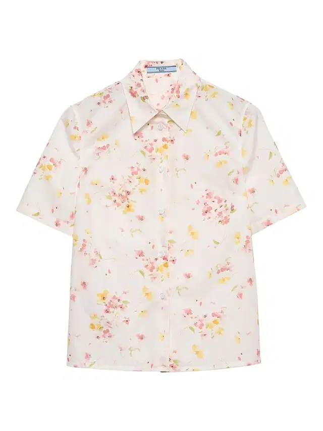 Women's Short-Sleeved Floral Print Poplin Shirt - Pink Women's Short-Sleeved Floral Print Poplin Shirt - Pink