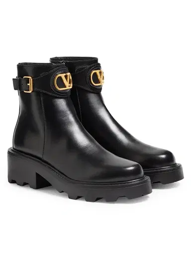 Valentino Garavani Women's VLogo 55MM Signature Calfskin Ankle Boots - Black - Size 12 | Thumbnail 2