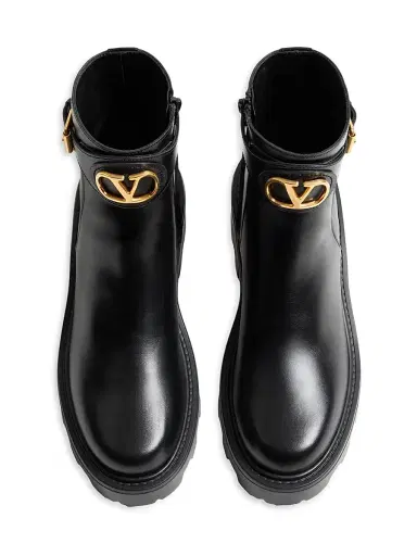 Valentino Garavani Women's VLogo 55MM Signature Calfskin Ankle Boots - Black - Size 12 | Thumbnail 4
