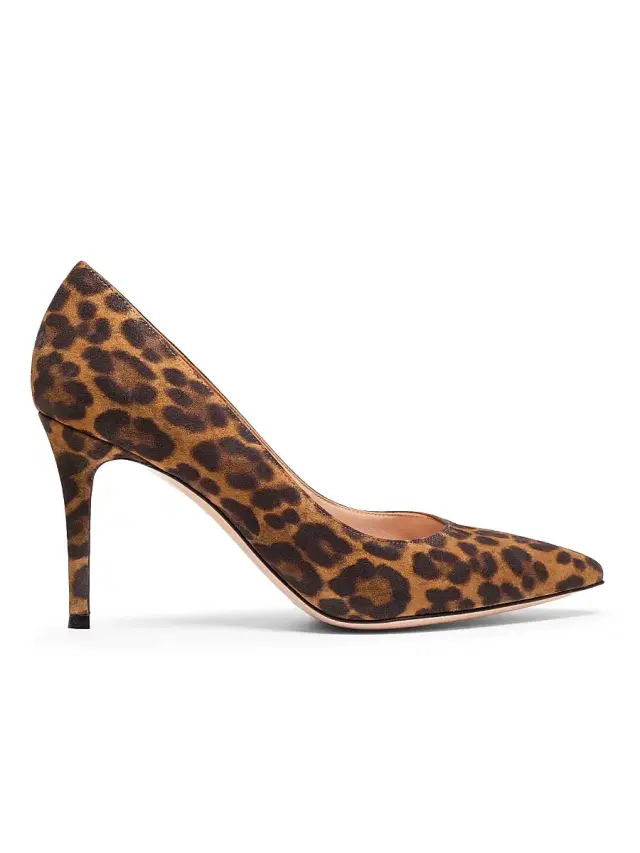Women's Gianvito 85MM Camoscio Leopard Print Pumps - Almond Leopard Print