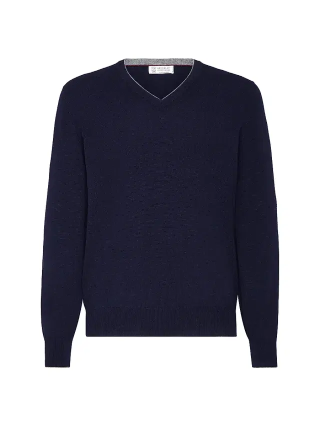 Brunello Cucinelli Men's Cashmere Sweater - Navy Blue