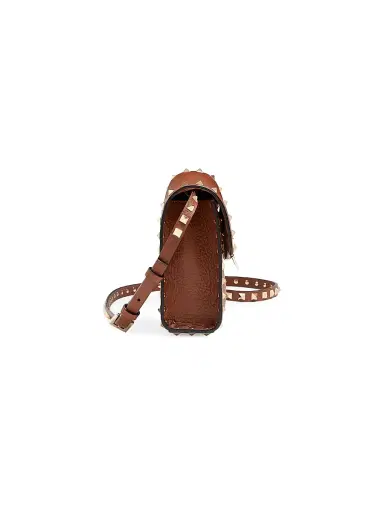 Valentino Garavani Women's Small Rockstud Grainy Calfskin Crossbody Bag - Saddle Brown | Thumbnail 5 Valentino Garavani Women's Small Rockstud Grainy Calfskin Crossbody Bag - Saddle Brown | Thumbnail 5