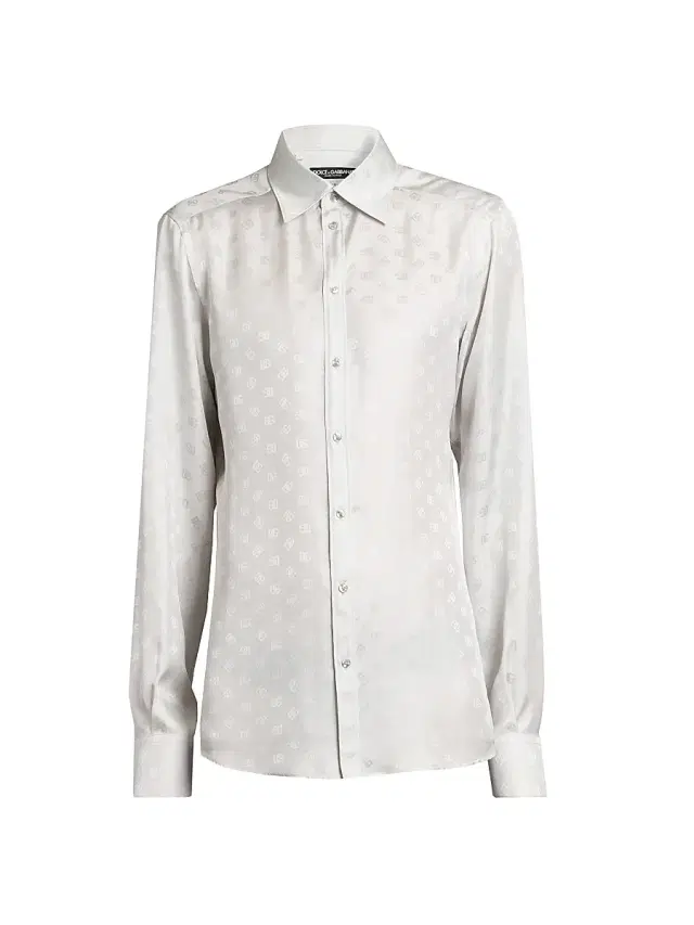 Dolce & Gabbana Men's Logo Jacquard Silk Shirt - Grigio Chiaro