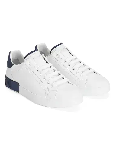 Dolce & Gabbana Men's Portofino Leather Low-Top Sneakers - White Blue | Thumbnail 2 Dolce & Gabbana Men's Portofino Leather Low-Top Sneakers - White Blue | Thumbnail 2