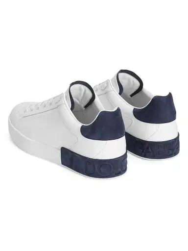 Dolce & Gabbana Men's Portofino Leather Low-Top Sneakers - White Blue | Thumbnail 3 Dolce & Gabbana Men's Portofino Leather Low-Top Sneakers - White Blue | Thumbnail 3