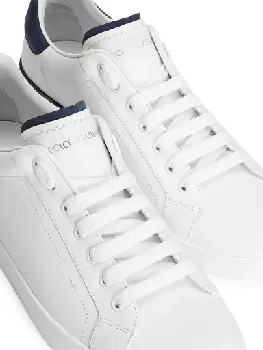 Dolce & Gabbana Men's Portofino Leather Low-Top Sneakers - White Blue | Thumbnail 4 Dolce & Gabbana Men's Portofino Leather Low-Top Sneakers - White Blue | Thumbnail 4