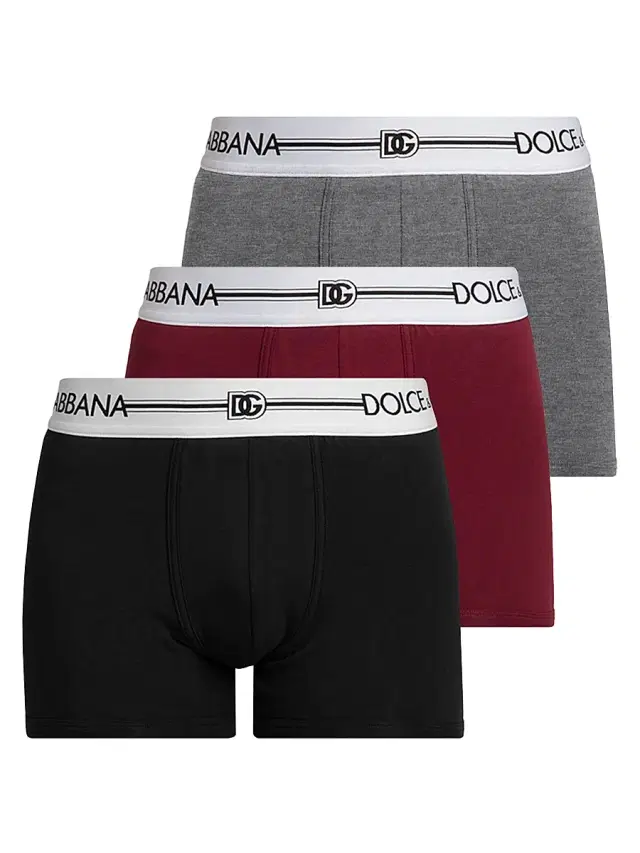 Men's 3-Pack Logo Cotton-Blend Boxer Briefs - Red Nero Gray