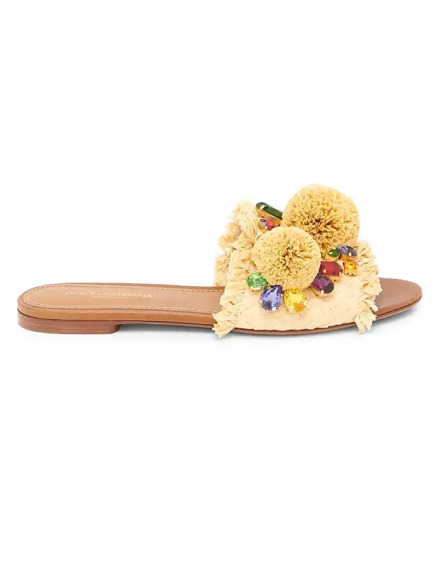 Women's Flower-Detailed Raffia Sandals - Natural Sabbia Women's Flower-Detailed Raffia Sandals - Natural Sabbia