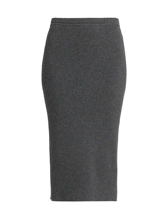 TOM FORD Women's Rib-Knit Cashmere-Cotton Pencil Skirt - Dark Grey Melange