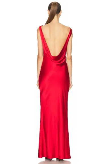 Norma Kamali Sleeveless Low Back Drape Gown | Thumbnail 4