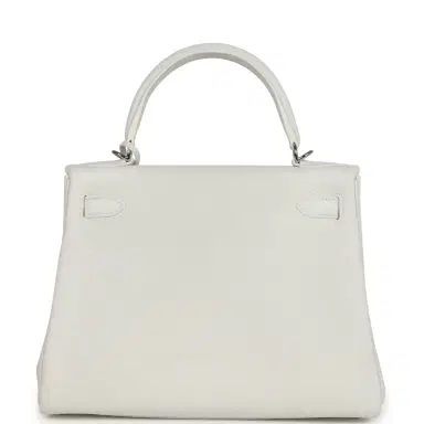 HERMÈS Hermes Kelly Retourne 28 White Clemence Palladium Hardware | Thumbnail 4 HERMÈS Hermes Kelly Retourne 28 White Clemence Palladium Hardware | Thumbnail 4