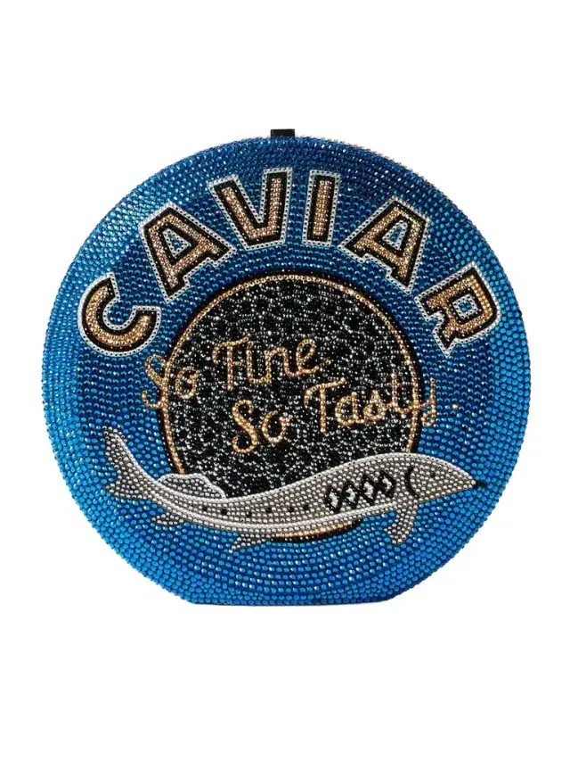 + Ashley Longshore Caviar Tin Crystal-embellished Silver-tone Clutch
