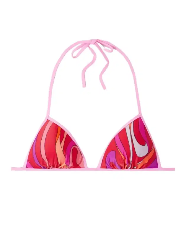 Marmo Printed Triangle Halterneck Bikini Top