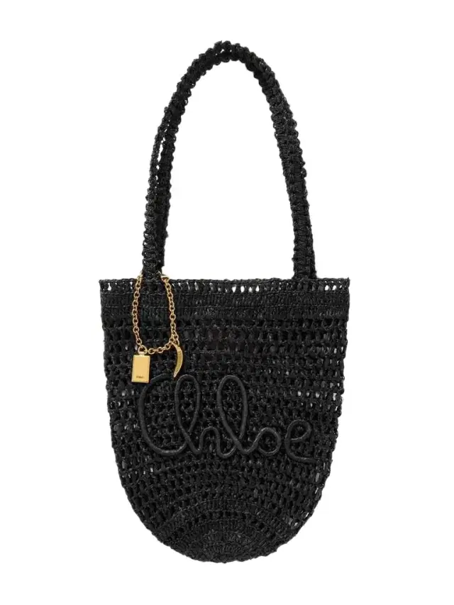 Summer Banana Embellished Embroidered Raffia Tote
