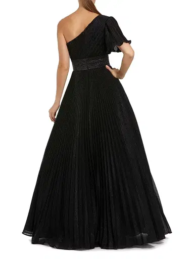 Mac Duggal Women's Ieena 1 Pleated Georgette One-Shoulder Gown - Black - Size 18 | Thumbnail 2 Mac Duggal Women's Ieena 1 Pleated Georgette One-Shoulder Gown - Black - Size 18 | Thumbnail 2