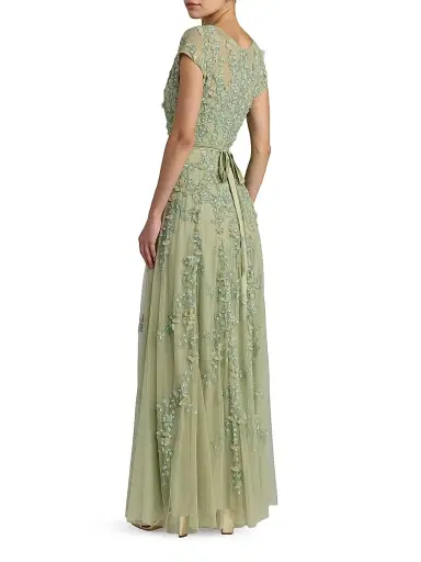 Mac Duggal Women's Evening Floral-Embroidered Mesh Gown - Sage - Size 18 | Thumbnail 2 Mac Duggal Women's Evening Floral-Embroidered Mesh Gown - Sage - Size 18 | Thumbnail 2