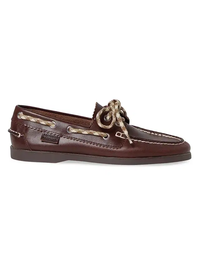 Loeffler Randall Women's Franco Leather Boat Shoes - Espresso Brown Butter