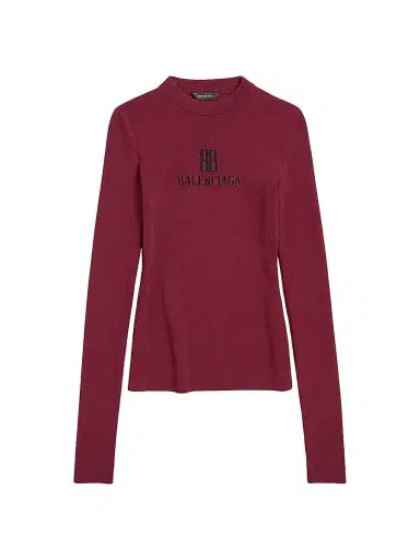 Balenciaga Women's Nano BB Crewneck T-Shirt - Burgundy Black | Thumbnail 1