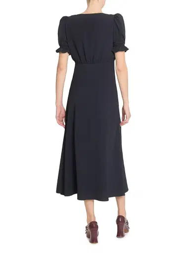 Chloé Women's Scoopneck Button-Front Midi-Dress - Black | Thumbnail 5