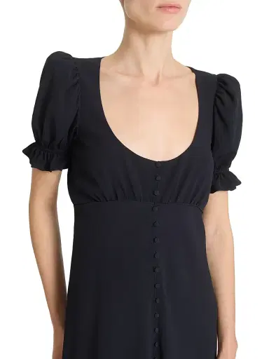 Chloé Women's Scoopneck Button-Front Midi-Dress - Black | Thumbnail 6